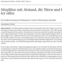 Stellungnahme zur Stadtratssitzung am 24.03.2020